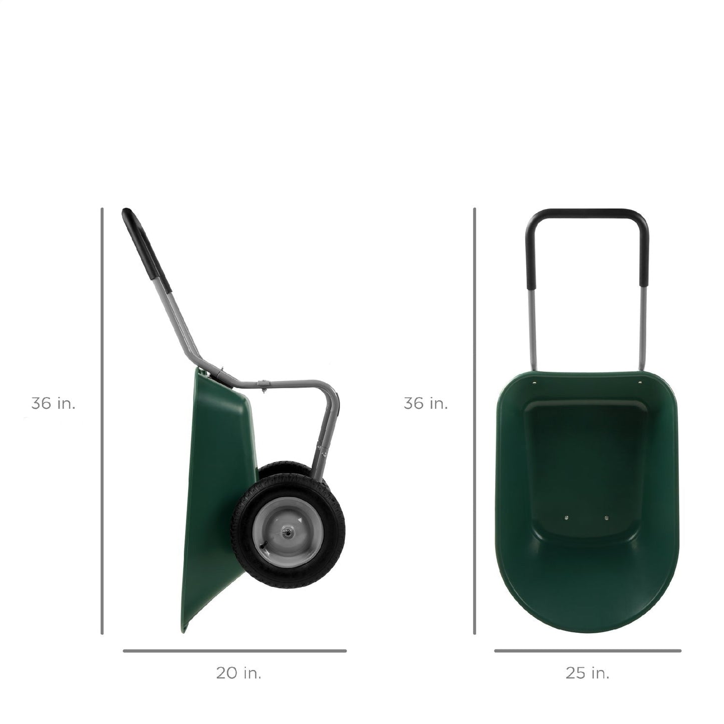 Outdoor > Gardening > Wheelbarrows Carts Wagons - Heavy Duty 2-Wheel Multipurpose Rust Proof Wheelbarrow - Green
