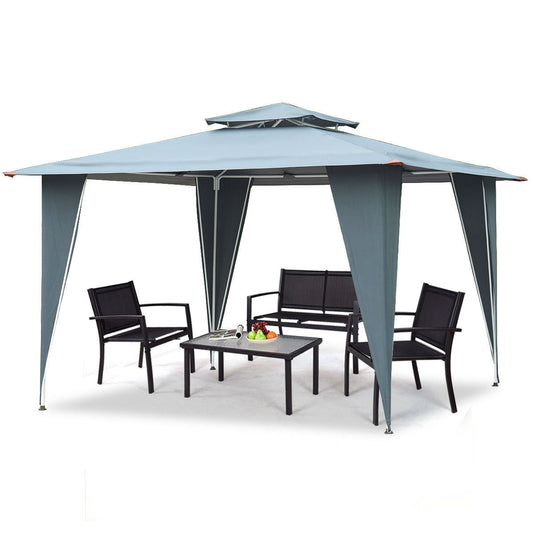 11.5ft x 11.5ft Steel Gazebo Canopy Awning Tent Gray-Novel Home