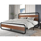 Bedroom > Bed Frames > Platform Beds - King Size Heavy Duty Industrial Modern Metal Wood Platform Bed Frame With Headboard