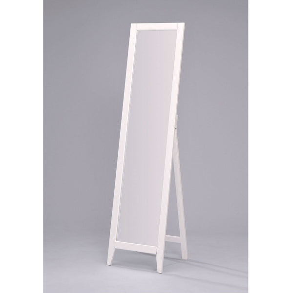 Accents > Mirrors - Contemporary Bedroom Floor Mirror In White Wood Finish