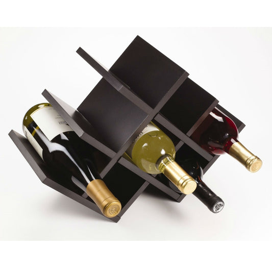 Kitchen > Wine Racks And Coolers - 8-Bottle Mariposa Wine Rack Modern Design Dark Brown Finish