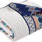 Bedroom > Quilts & Blankets - King Size 4 Piece Cotton Blue White Boho Geometric Reversible Quilt Set