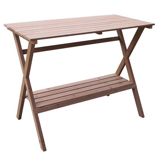 Outdoor > Gardening > Potting Benches - Indoor Outdoor Wood Potting Bench Garden Table With Lower Shelf