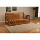 Bedroom > Bed Frames > Daybeds - Solid Wood Day Bed Frame With Pull-out Pop Up Trundle Bed In Medium Brown