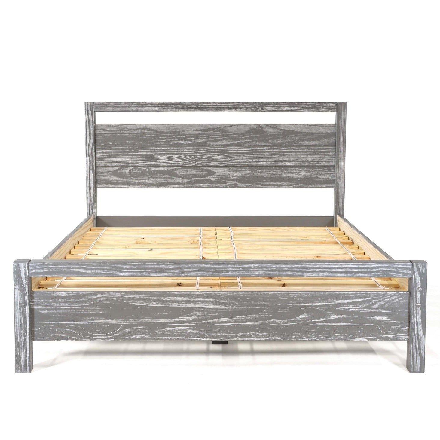 Bedroom > Bed Frames > Platform Beds - King Size FarmHouse Traditional Rustic Gray Platform Bed