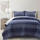 Bedroom > Quilts & Blankets - King Size Scandinavian Chevron Navy Blue White Reversible Cotton Quilt Set