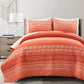 Bedroom > Quilts & Blankets - King Size Scandinavian Chevron Orange White Stripe Reversible Cotton Quilt Set