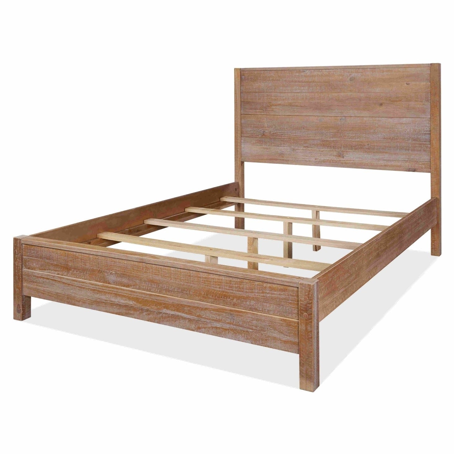 Bedroom > Bed Frames > Platform Beds - FarmHome Rustic Solid Pine Platform Bed In King Size