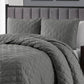Bedroom > Quilts & Blankets - King/CAL King 3-Piece Dark Grey Polyester Microfiber Diamond Quilted Quilt Set