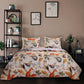 Bedroom > Quilts & Blankets - King 3 Piece Blue Beige Birds Animals Floral Microfiber Reversible Quilt Set