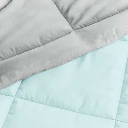 Bedroom > Comforters And Sets - King/Cal King 3-Piece Microfiber Reversible Comforter Set Aqua Blue And Grey