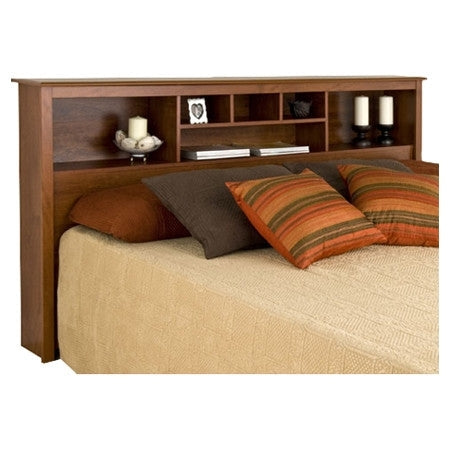 Bedroom > Headboards - King Size Bookcase Headboard With Adjustable Shelf In Cherry Finish
