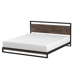Bedroom > Bed Frames > Platform Beds - King Size Modern Metal Wood Platform Bed Frame With Headboard In Gray