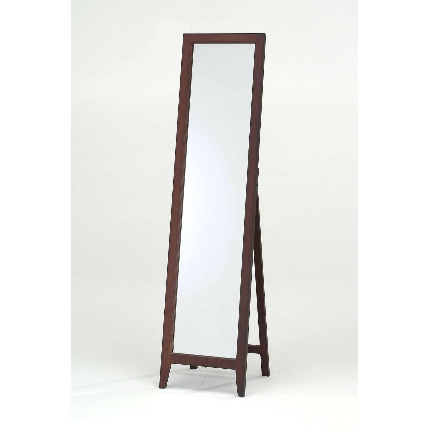 Accents > Mirrors - Contemporary Solid Wood Floor Mirror In Walnut Finish