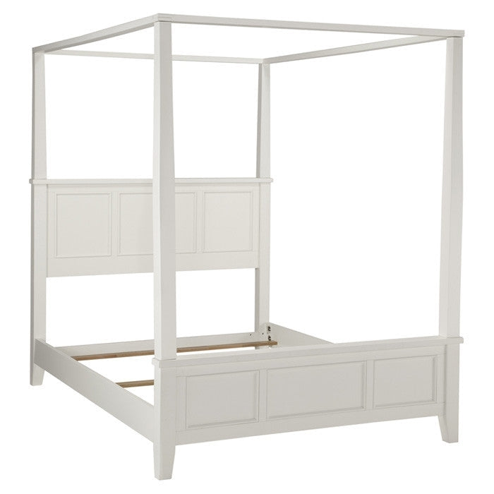 Bedroom > Bed Frames > Canopy Beds - King Size Contemporary Canopy Bed In White Wood Finish