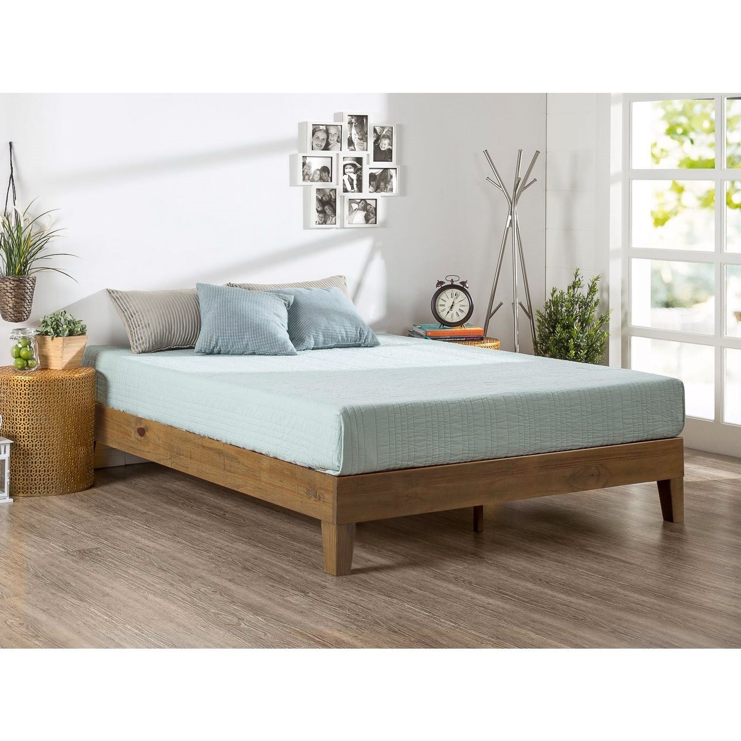 Bedroom > Bed Frames > Platform Beds - King Size Modern Platform Bed Frame In Rustic Pine Finish
