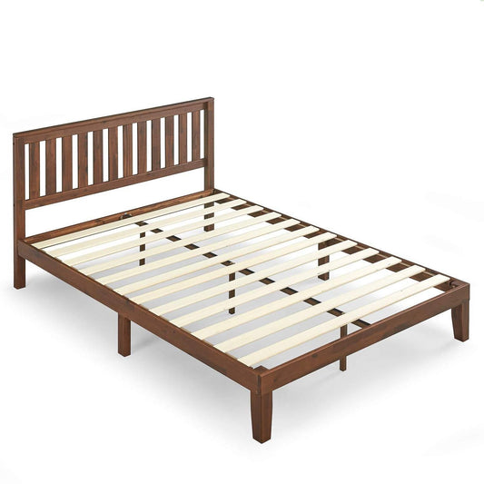 Bedroom > Bed Frames > Platform Beds - King Size Solid Wood Platform Bed Frame With Headboard In Espresso Finish