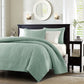 Bedroom > Quilts & Blankets - King Size Seafoam Green Blue Coverlet Set With Quilted Floral Pattern