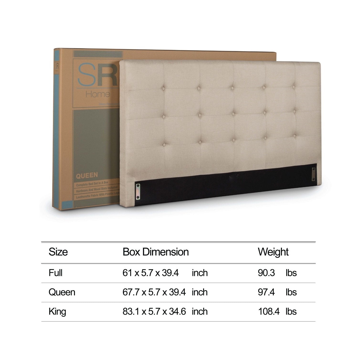 Bedroom > Bed Frames > Platform Beds - King Size Upholstered Platform Bed Frame With Button Tufted Headboard In Taupe