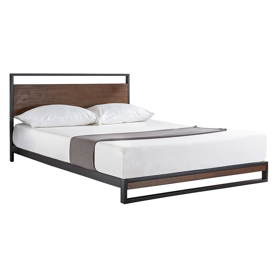 Bedroom > Bed Frames > Platform Beds - King Size Metal Wood Platform Bed Frame With Headboard