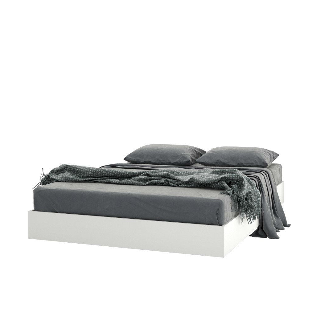 Bedroom > Bed Frames > Platform Beds - Modern Floating Style White Platform Bed Frame In Queen Size