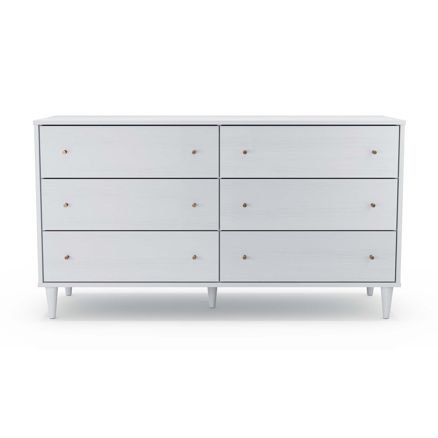 Bedroom > Nightstand And Dressers - Farmhouse Rustic White Mid Century 6 Drawer Dresser