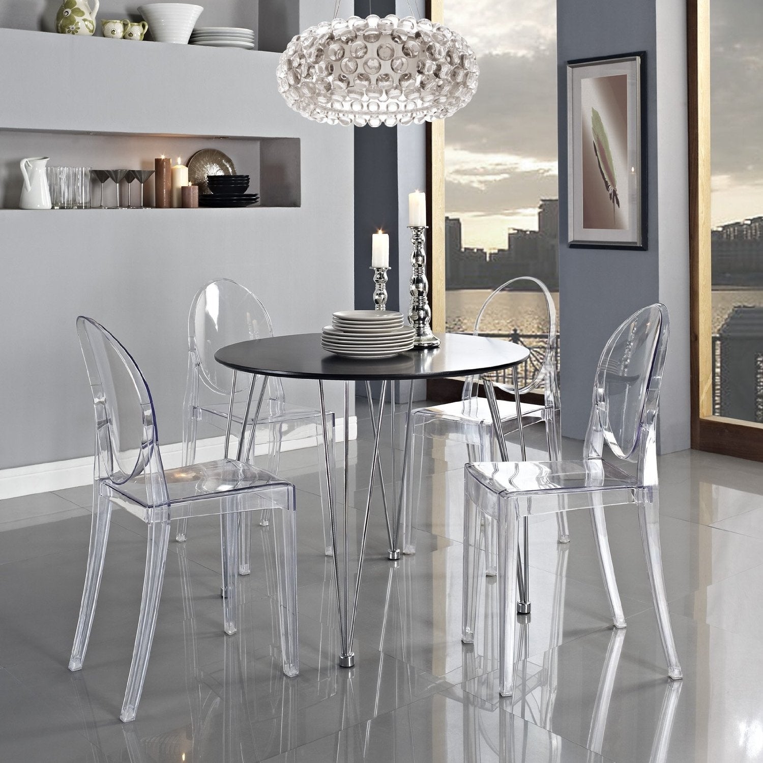Dining > Dining Chairs - Stackable Clear Acrylic Dining Chair For Indoor Or Outdoor Use
