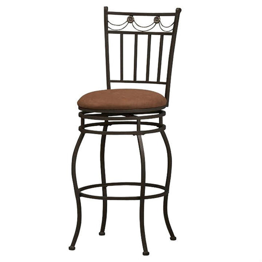 24-inch Metal Swivel Bar Stool with Brown Cushion Seat in Bronze-Novel Home