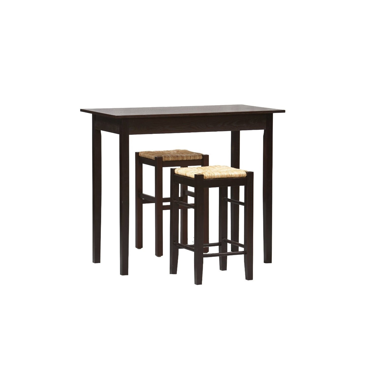 Dining > Dining Sets - 3 Piece Espresso Dining Set With Table And 2 Backless Stools