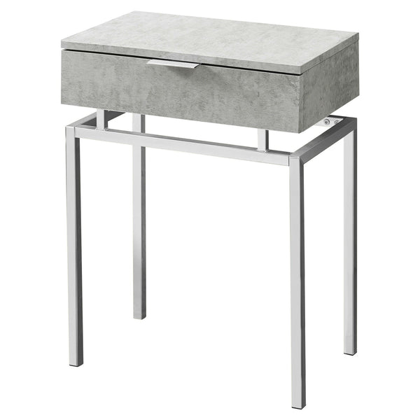 Bedroom > Nightstand And Dressers - 24in Modern End Table 1 Drawer Nightstand Grey With Chrome Metal Legs