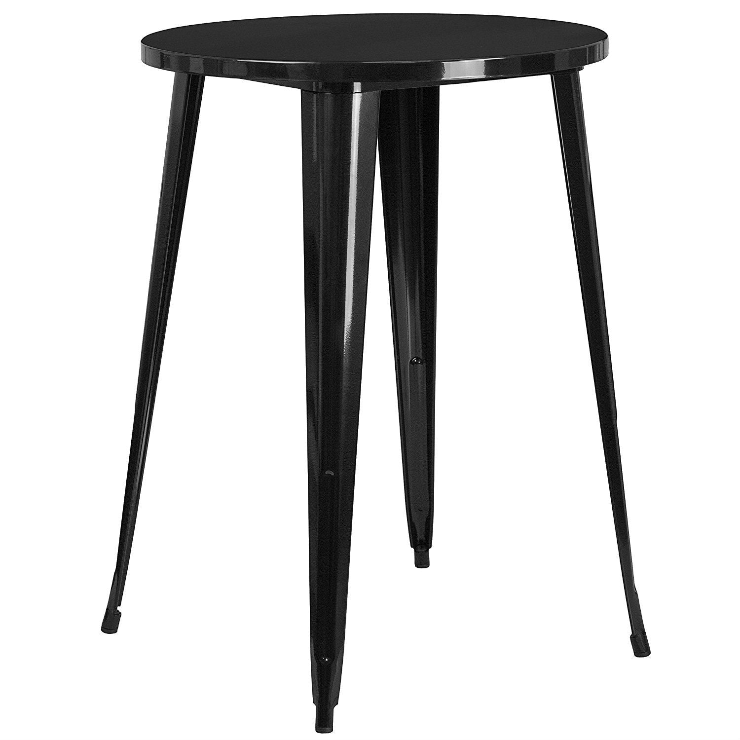 Outdoor > Outdoor Furniture > Patio Tables - Modern 30-inch Outdoor Round Metal Cafe Bar Patio Table In Black