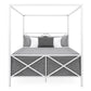 Bedroom > Bed Frames > Canopy Beds - Queen Size Modern Industrial Style White Metal Canopy Bed Frame