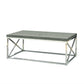 Living Room > Coffee Tables - Modern Coffee Table With Chrome Metal Frame And Dark Taupe Wood Top
