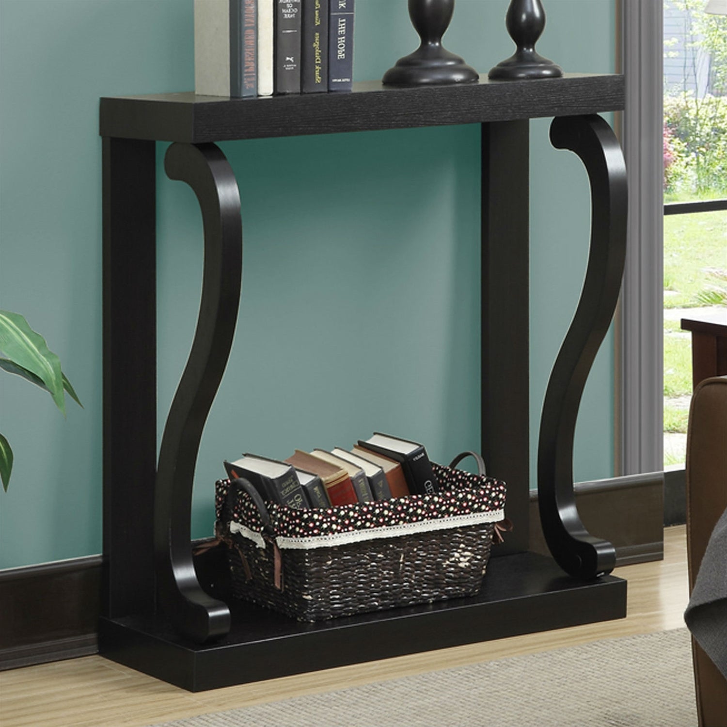 Living Room > Console & Sofa Tables - Modern Curved Legs Rich Espresso Console Table