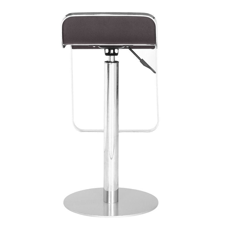 Dining > Barstools - Modern Bar Stool With Espresso Brown Faux Leather Swivel Seat