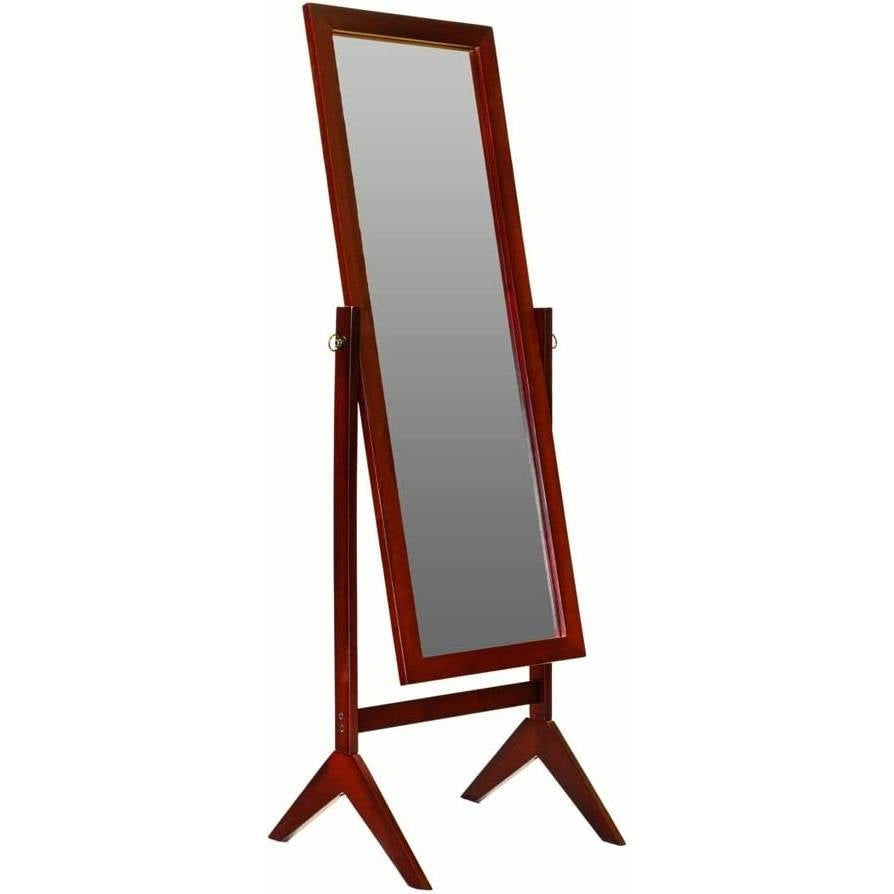 Accents > Mirrors - Modern Full Length Freestanding Bedroom Floor Cheval Mirror In Cherry