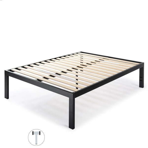 Bedroom > Bed Frames > Platform Beds - Full Size 18 Inch Easy Assemble Metal Platform Bed Frame Wooden Slats