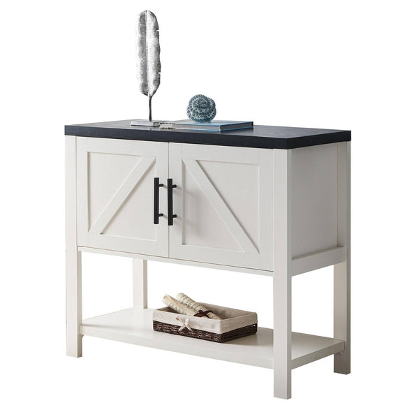 Dining > Sideboards & Buffets - Modern 2 Drawer Wooden Storage Console Table White/Black