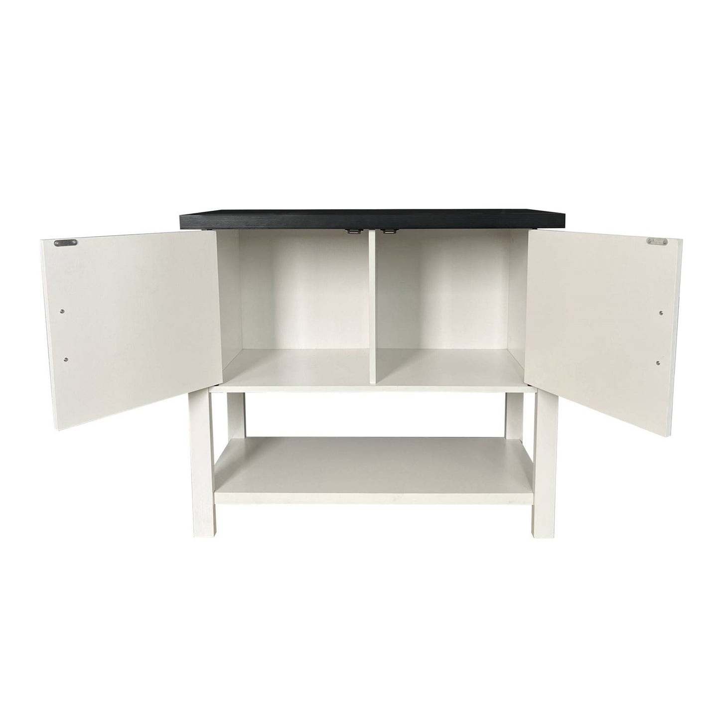 Dining > Sideboards & Buffets - Modern 2 Drawer Wooden Storage Console Table White/Black