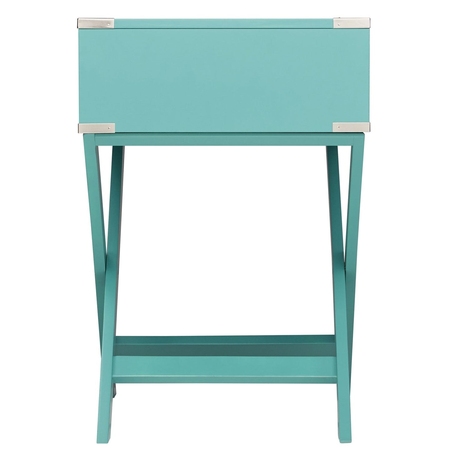 Living Room > Coffee Tables - Marine Green Turquoise 1-Drawer Modern End Table Nightstand