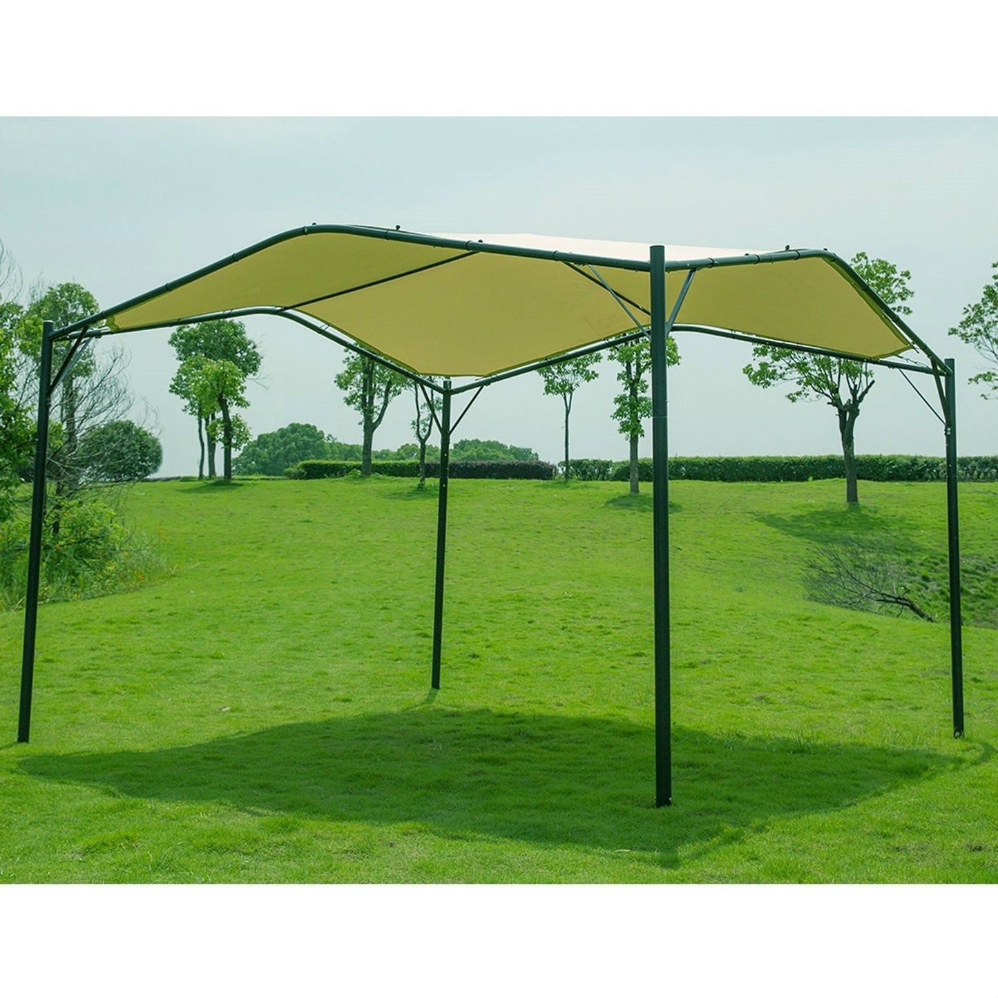 Outdoor > Gazebos & Canopies - Outdoor Patio 12 X 12 Ft Gazebo With Beige Waterproof Canopy