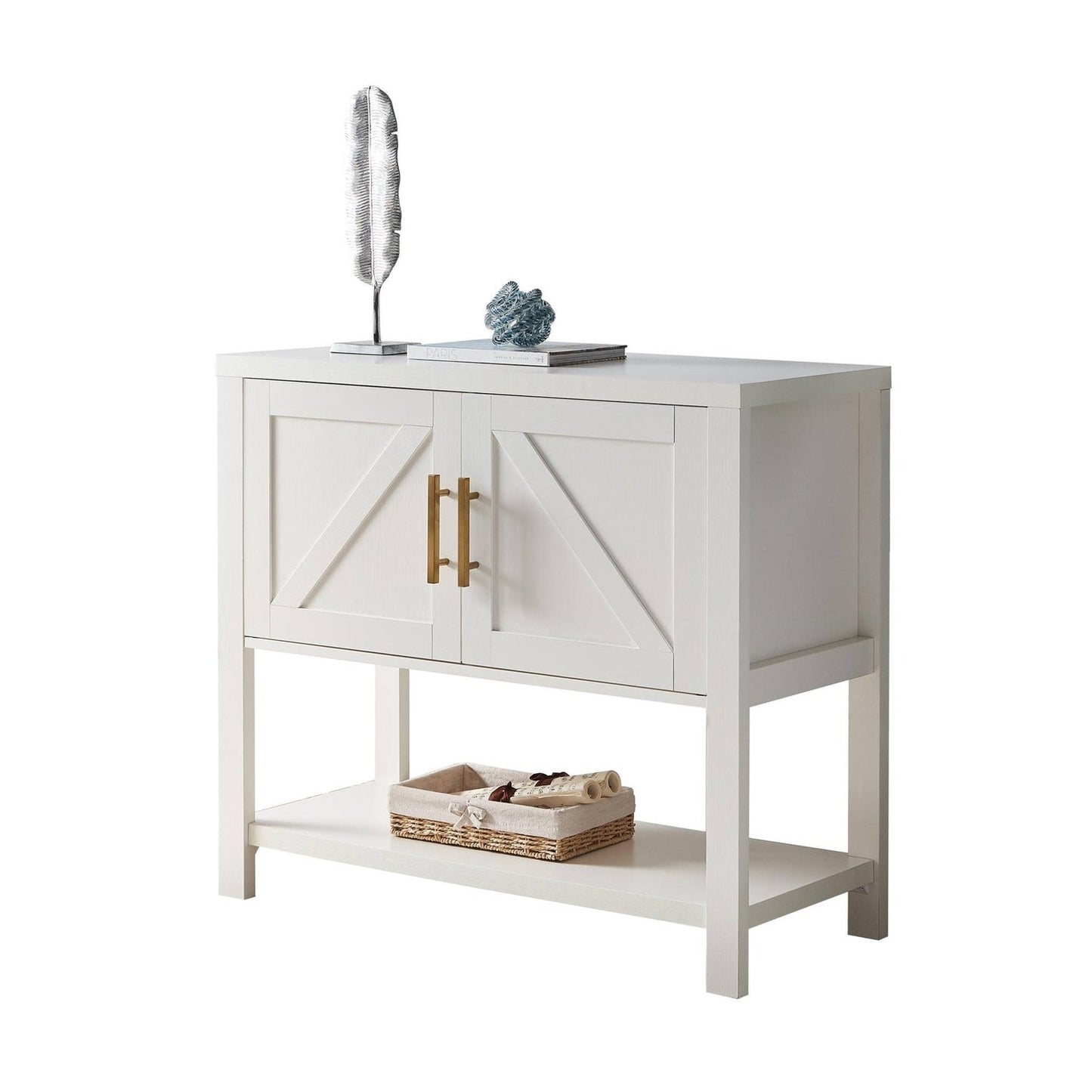 Dining > Sideboards & Buffets - Modern 2 Drawer Wooden Storage Console Table White