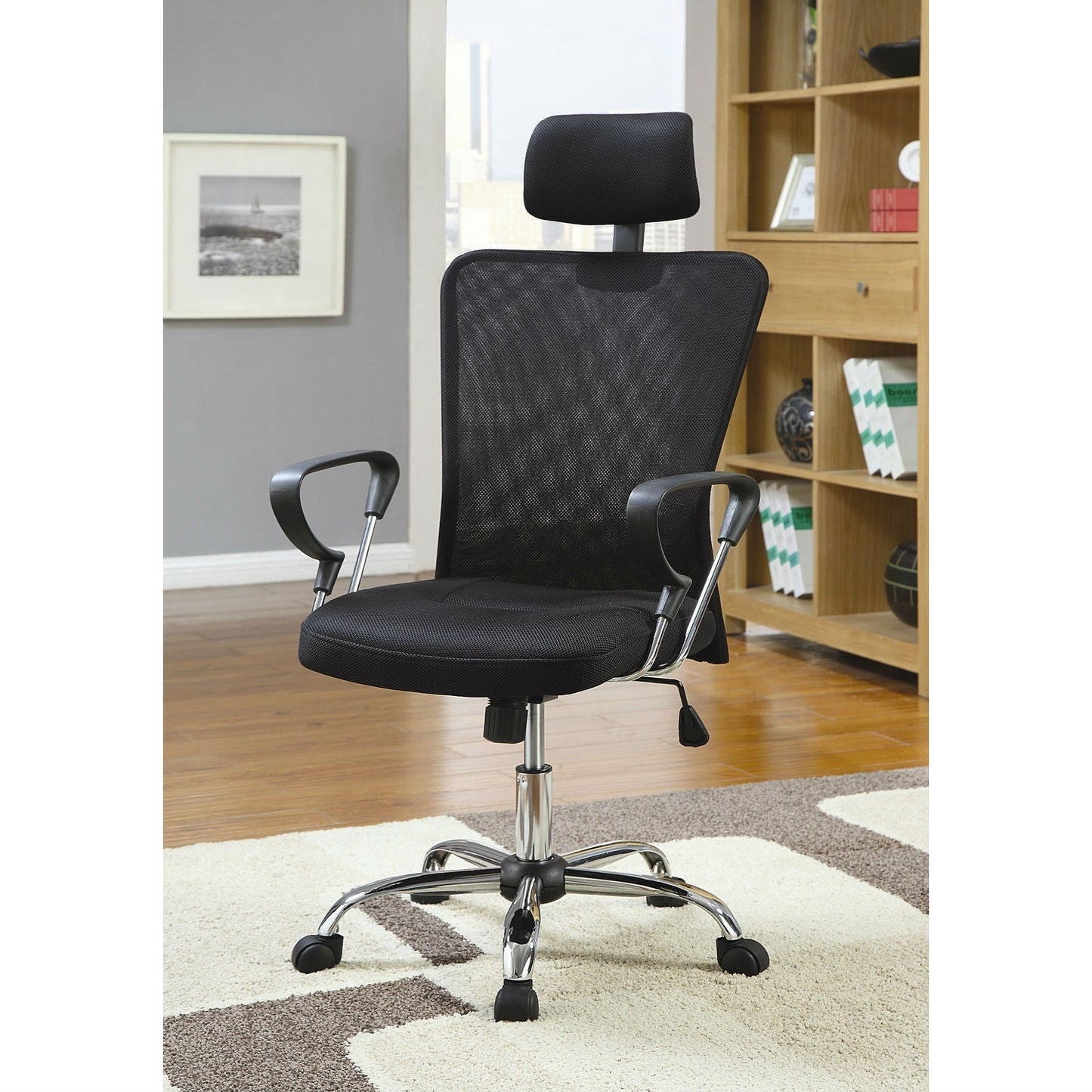 Office > Office Chairs - High Back Executive Mesh Office Computer Chair With Headrest In Black
