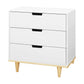Bedroom > Nightstand And Dressers - Modern Mid-Century Style 3-Drawer Dresser Chest In White Natural Wood Finish