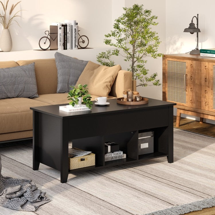 Living Room > Coffee Tables - Modern Black Wooden Lift Top Coffee Table