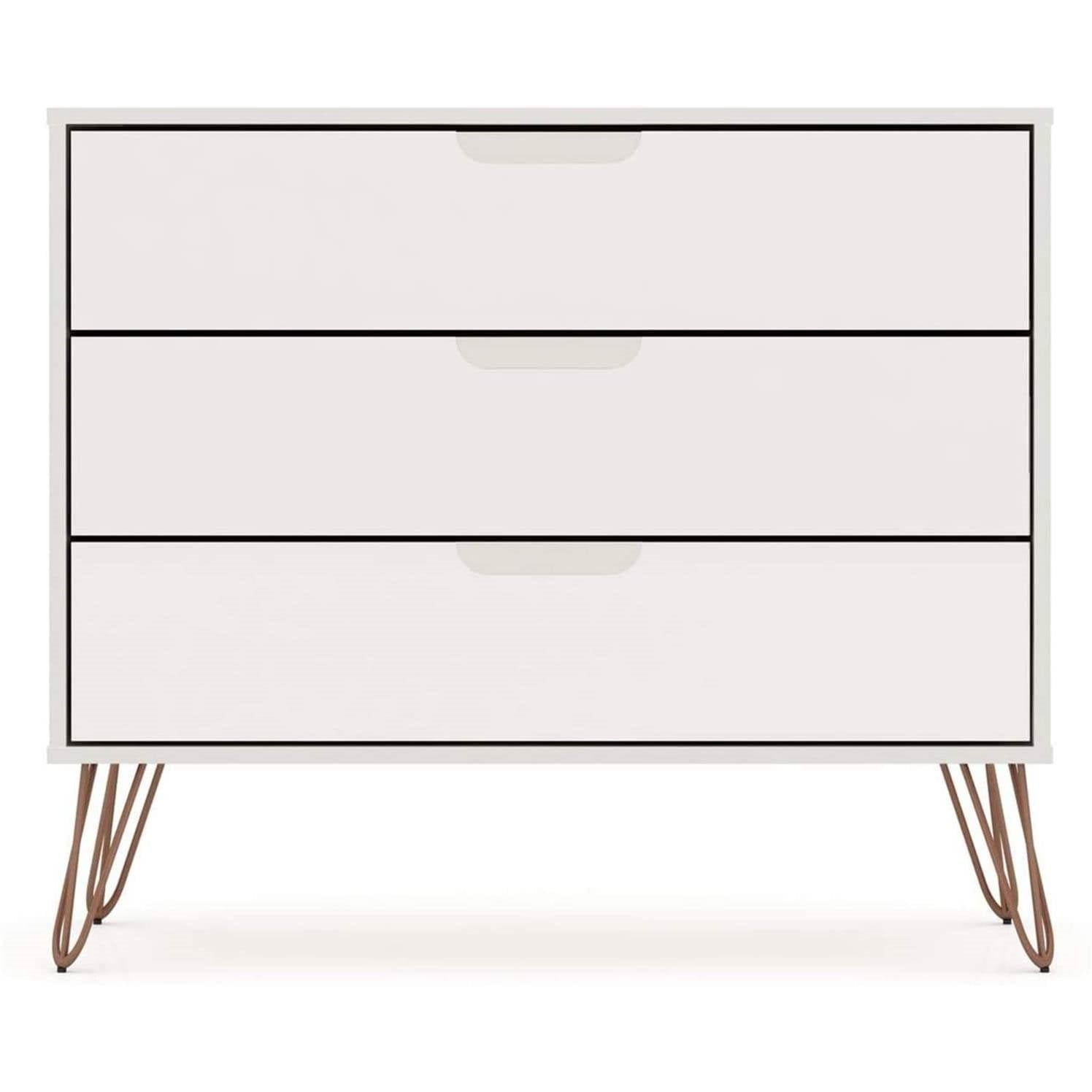 Bedroom > Nightstand And Dressers - Modern Scandinavian Style Bedroom 3-Drawer Dresser In Off-White Finish