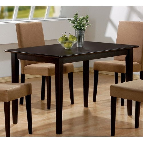 Dining > Dining Tables - Casual Rectangular Dining Table In Dark Brown Cappuccino Wood Finish