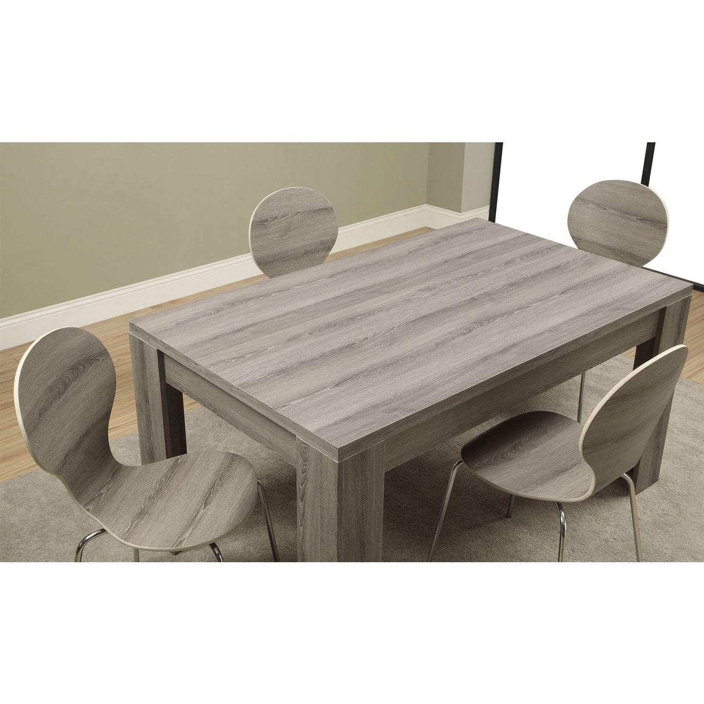 Dining > Dining Tables - Modern Block Leg Rectangular Dining Table In Dark Taupe Wood Finish