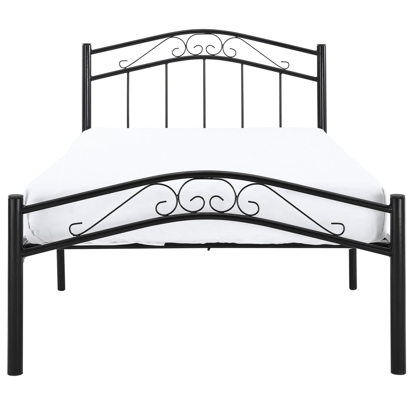 Bedroom > Bed Frames > Platform Beds - Twin Size Black Metal Platform Bed With Headboard And Footboard