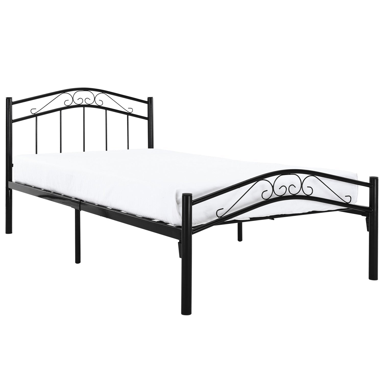 Bedroom > Bed Frames > Platform Beds - Twin Size Black Metal Platform Bed With Headboard And Footboard